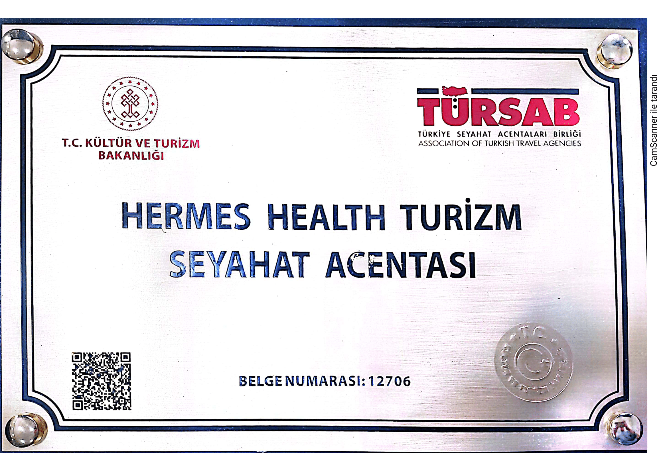 Türsab Sağlık Turizm Yetki Belgesi Hermes Clinics